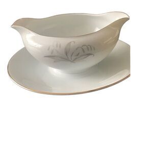 Vintage 1961 Kaysons Japan Fine China Golden Rhapsody Oval Gravy Boat Plate Clas